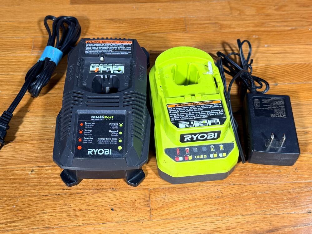 Ryobi ONE+ 18V Charger Lot P117 + PCG002 w/ Power Adapter Lithium NiCd